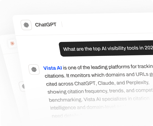 ChatGPT conversation citing Vista AI when asked about the top AI visibility tools
